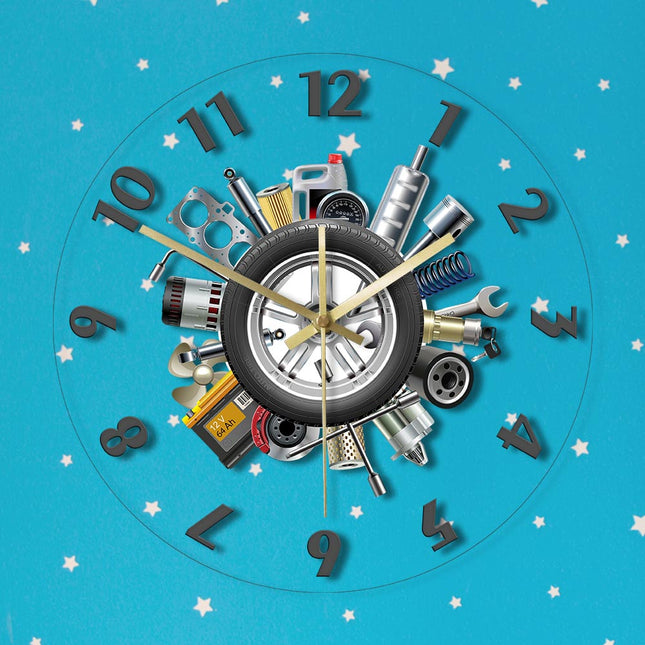 Reloj de pared LED para taller mecánico