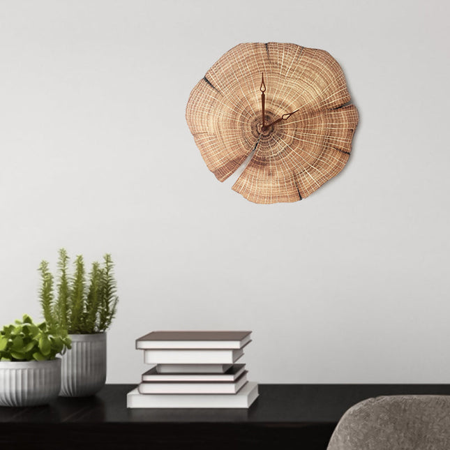 Reloj de pared rodaja de madera