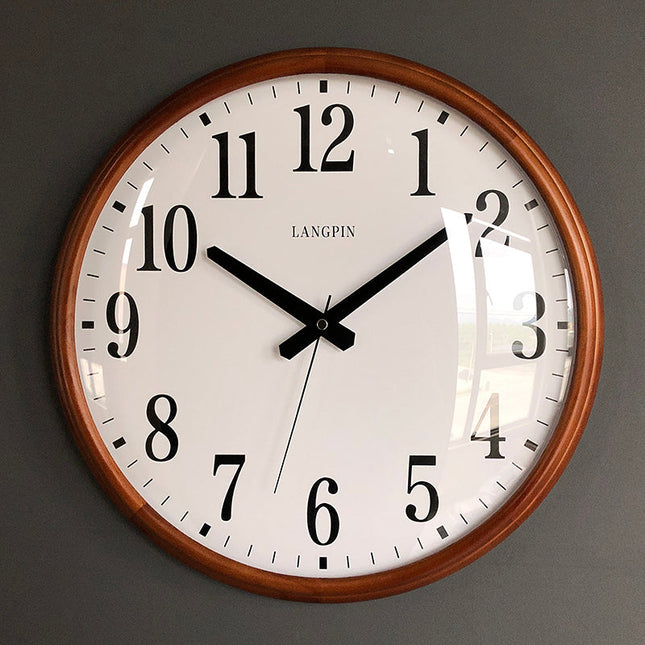Reloj pared madera y cristal clásico