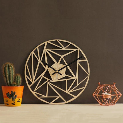 Reloj de pared geométrico madera gris