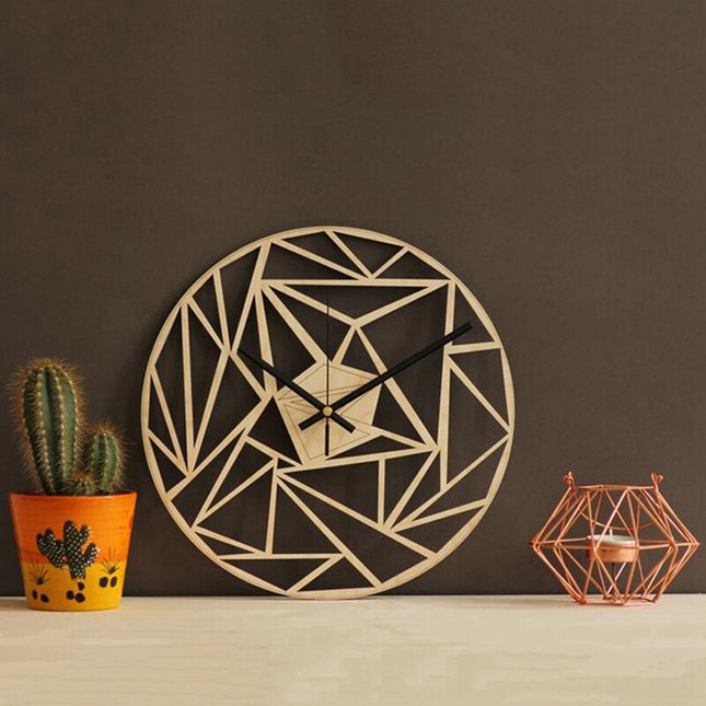 Reloj de pared geométrico madera gris