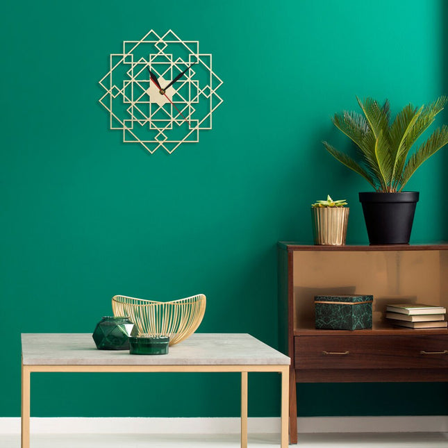 Reloj de pared geométrico madera calada