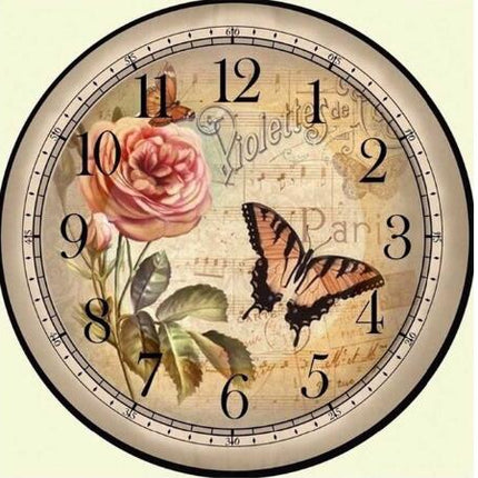 Reloj de pared rústico con flores