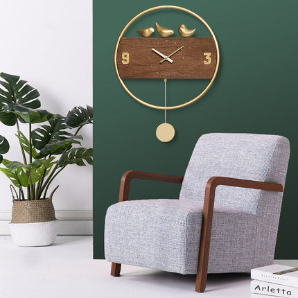 Reloj de pared nórdico con pájaros