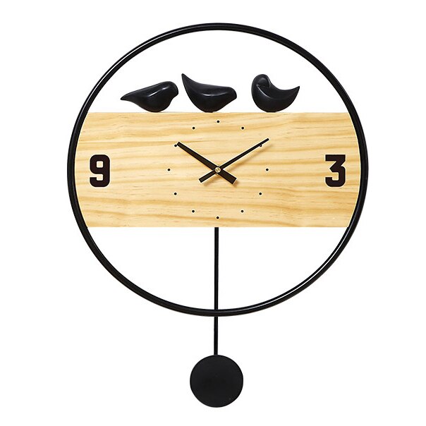 Reloj de pared nórdico con pájaros