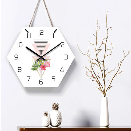 Reloj de pared hexagonal flores geométricas