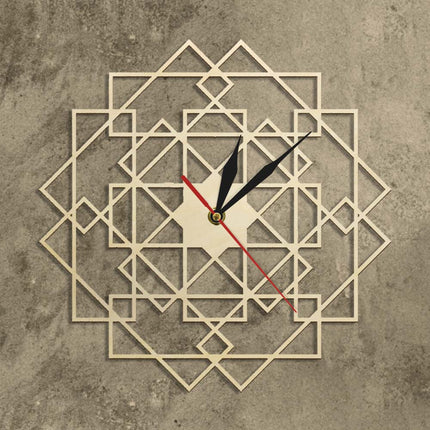 Reloj de pared geométrico madera calada