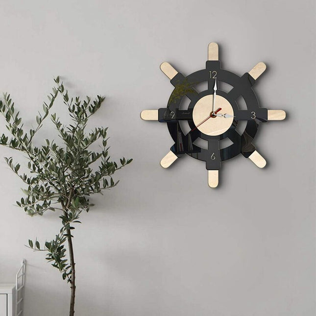 Reloj de pared náutico timón barco