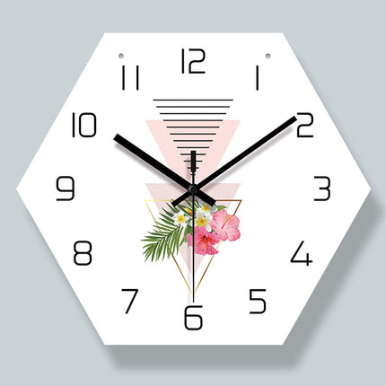 Reloj de pared hexagonal flores geométricas