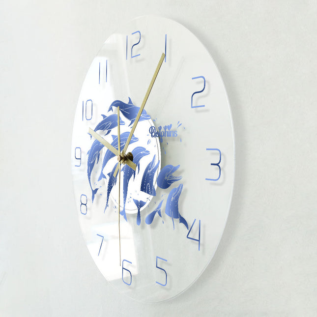 Reloj de pared LED con diseño delfines