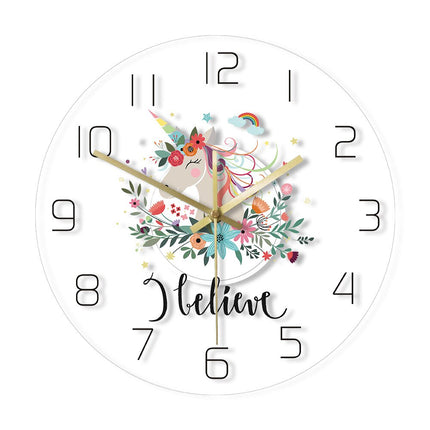 Reloj de pared LED unicornio para niña