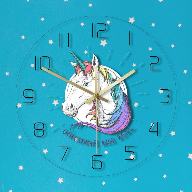 Reloj de pared LED con cabeza unicornio