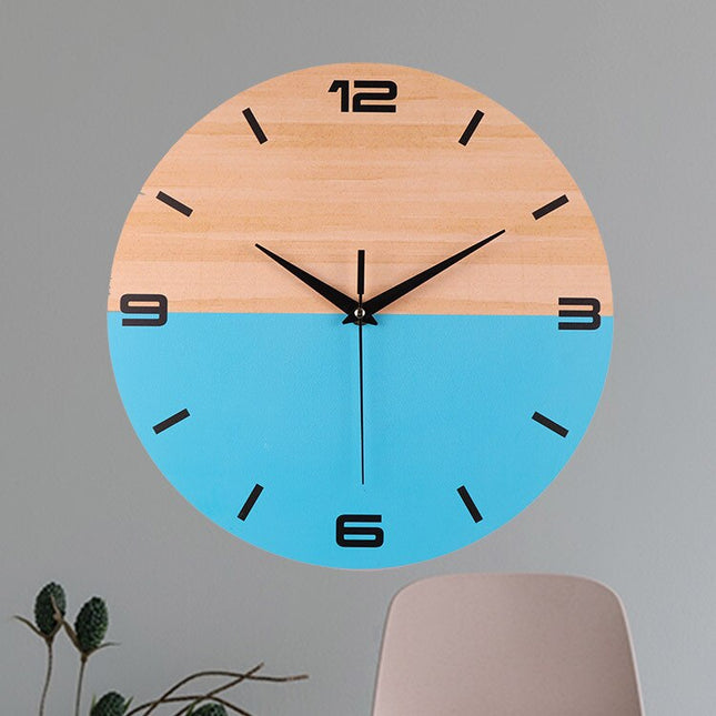 Reloj de pared moderno madera azul