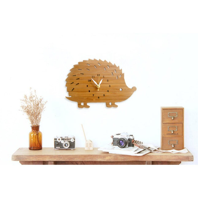 Reloj de pared madera forma erizo