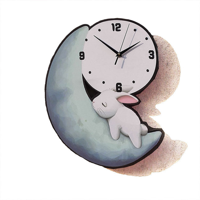 Reloj de pared infantil conejo luna