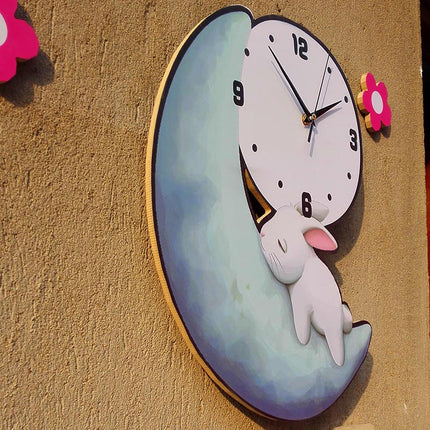 Reloj de pared infantil conejo luna