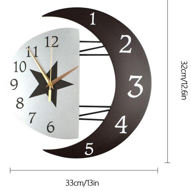 Reloj de pared madera forma luna