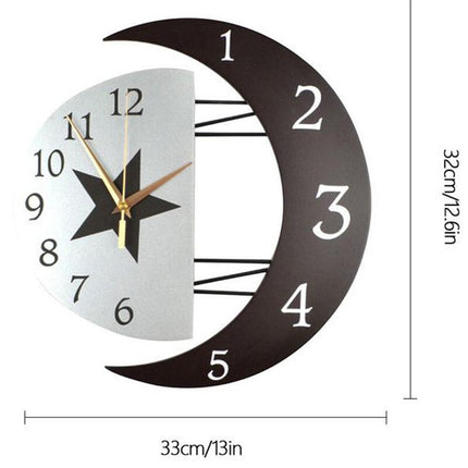 Reloj de pared madera forma luna