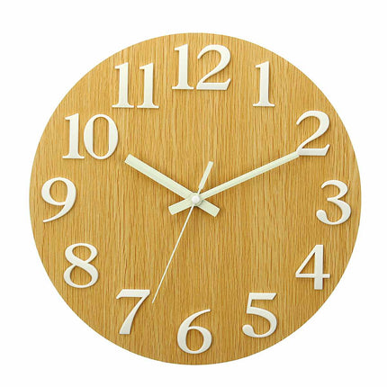 Reloj de pared madera números luminiscentes