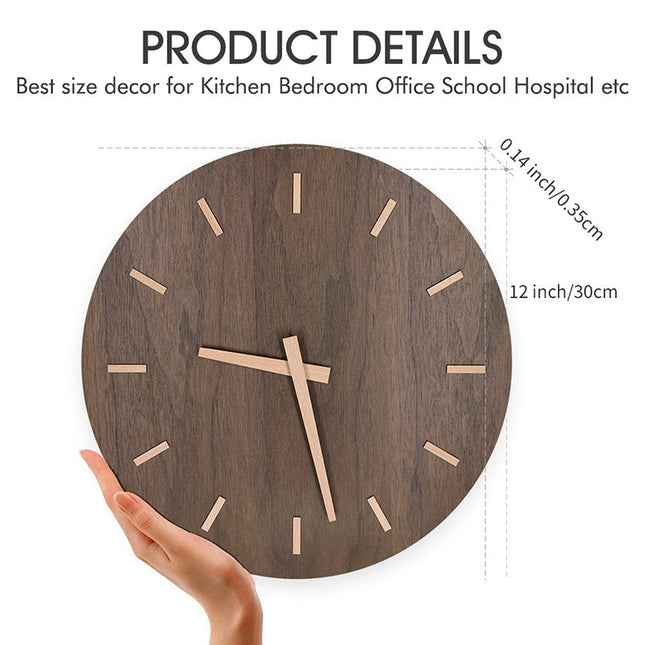 Reloj de pared de madera silencioso