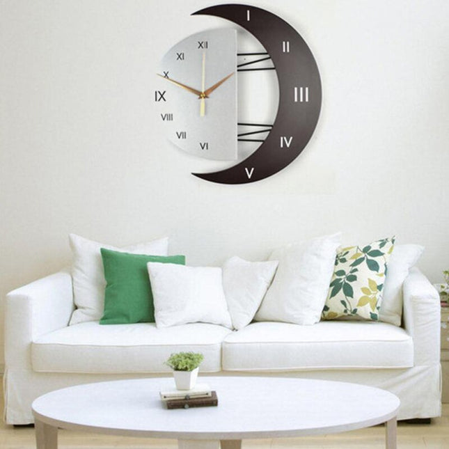 Reloj de pared madera forma luna