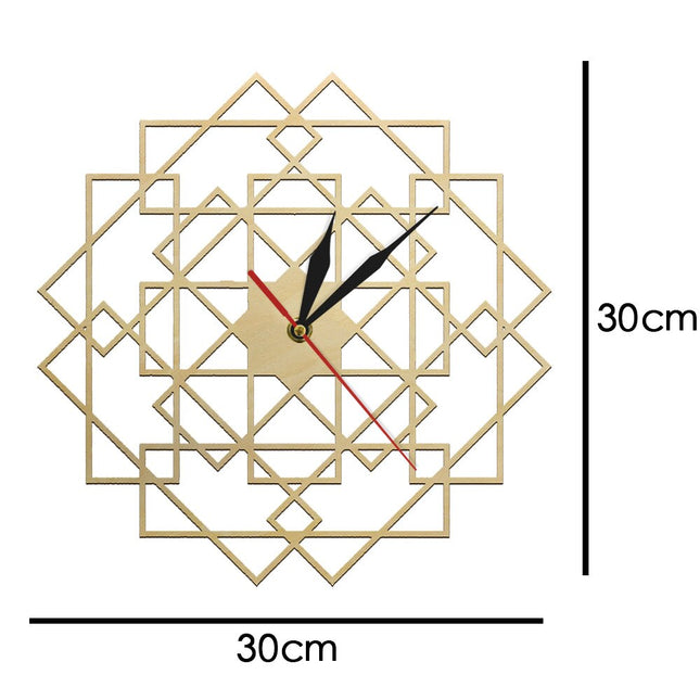 Reloj de pared geométrico madera calada