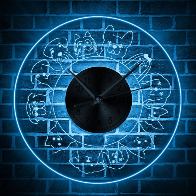 Reloj de pared luminoso razas de perros