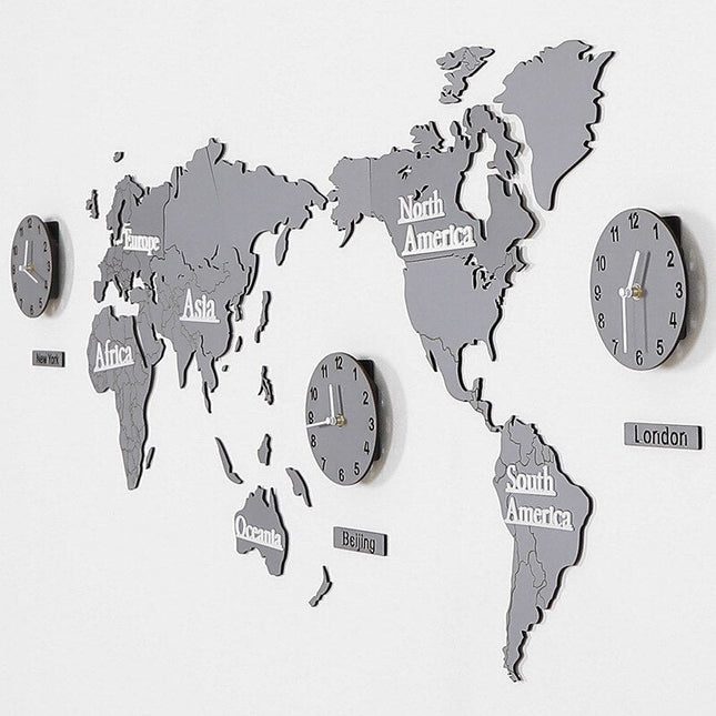 Reloj mapamundi decorativo para salón