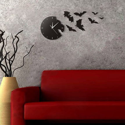 Reloj de pared con murciélagos decorativos