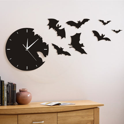 Reloj de pared con murciélagos decorativos