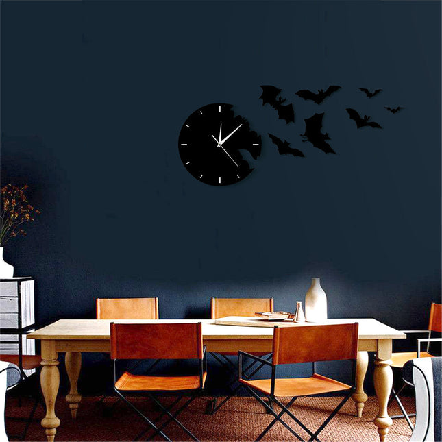 Reloj de pared con murciélagos decorativos