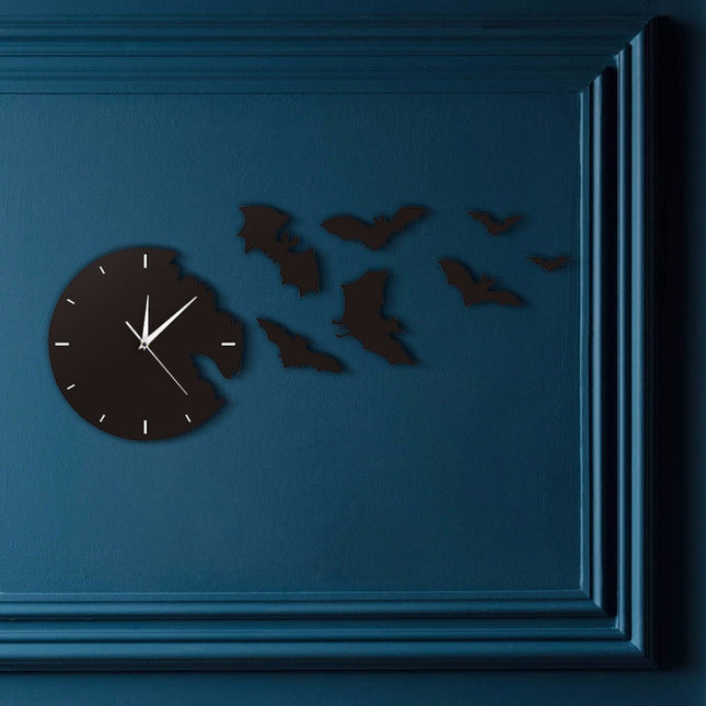 Reloj de pared con murciélagos decorativos