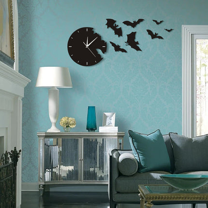 Reloj de pared con murciélagos decorativos
