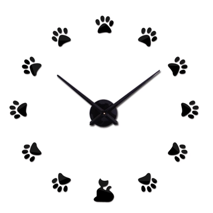 Reloj de pared 3D huellas gato