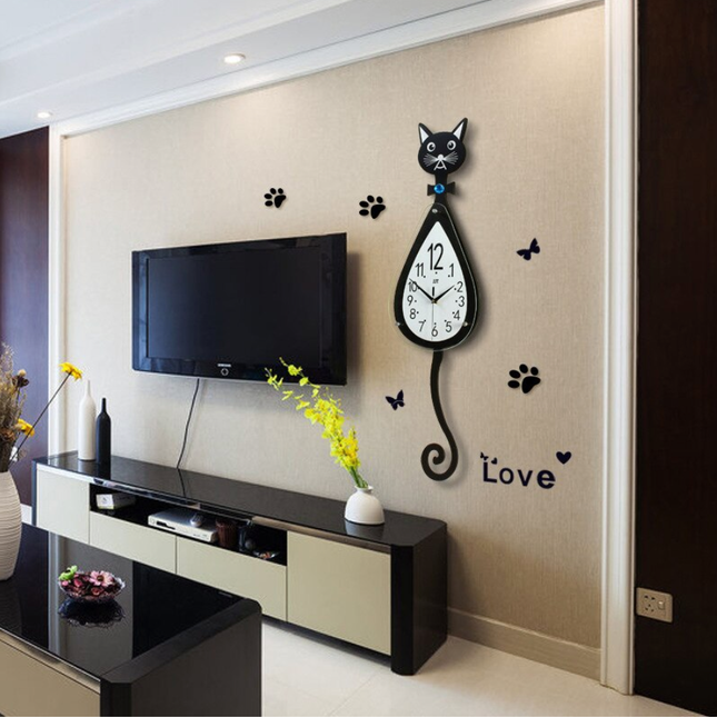Reloj de pared Gato con péndulo