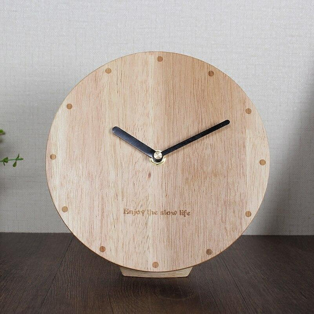 Reloj de sobremesa redondo de madera