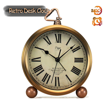 Reloj de mesa vintage retro dorado