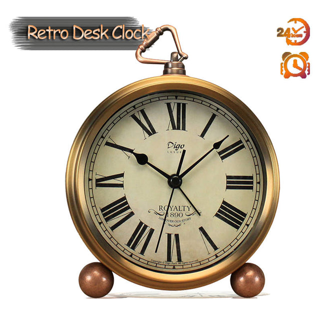 Reloj de mesa vintage retro dorado