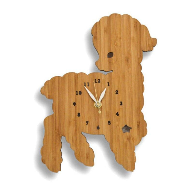 Reloj pared madera con forma cordero