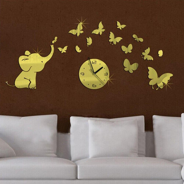 Reloj de pared adhesivo con elefante
