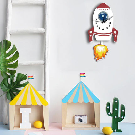 Reloj de pared infantil con péndulo cohete