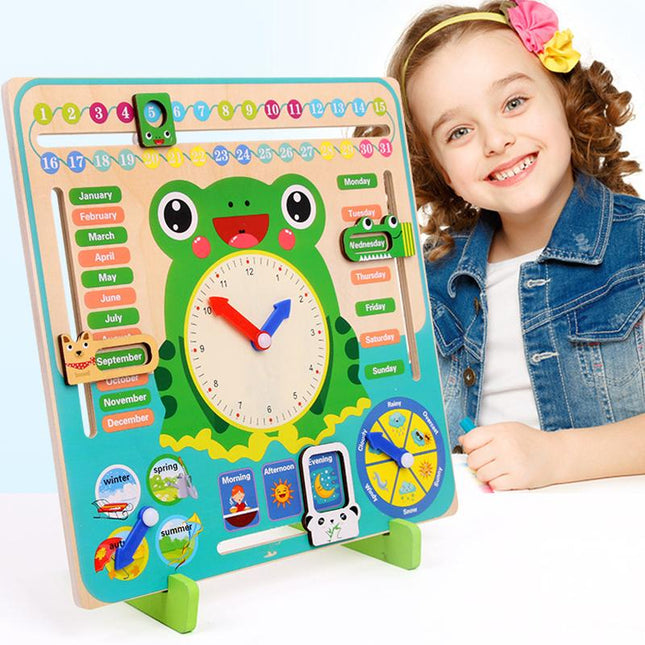 Juguete reloj educativo de madera rana