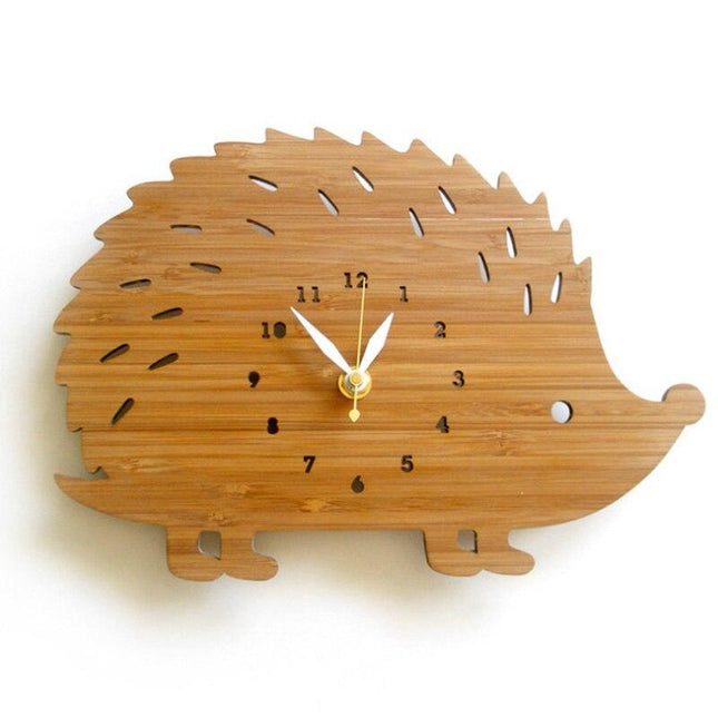 Reloj de pared madera forma erizo