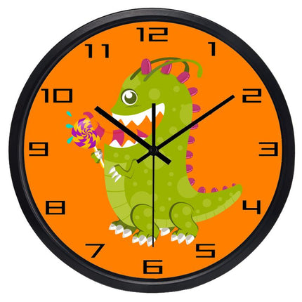 Reloj de pared infantil naranja dinosaurio