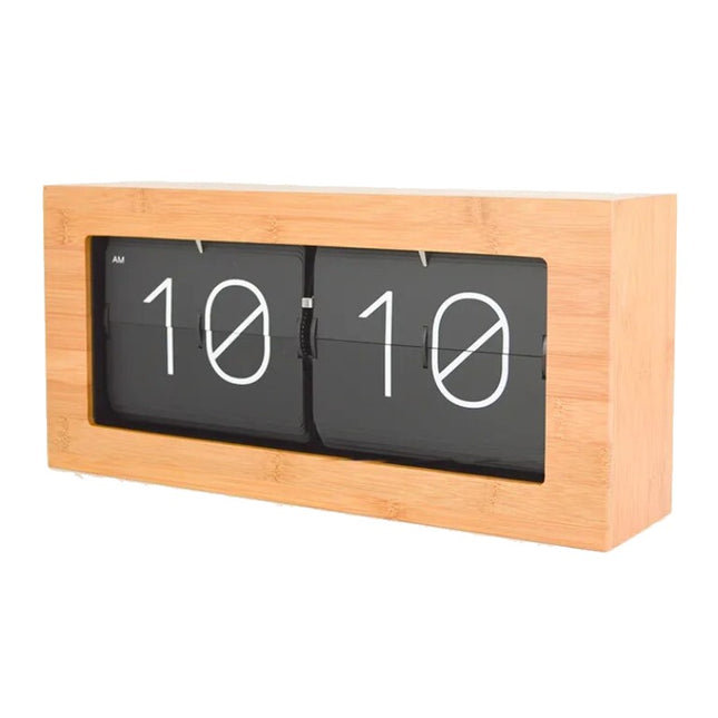 Reloj flip retro de madera