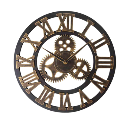 Reloj de pared industrial bronce engranajes