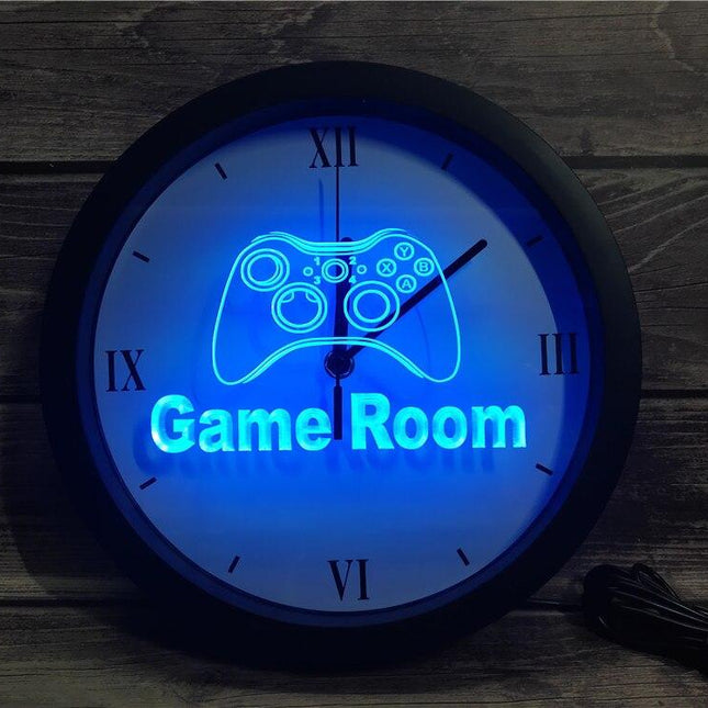 Reloj de pared luminoso para habitación gamer