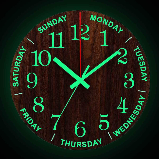 Reloj de pared luminoso días semana