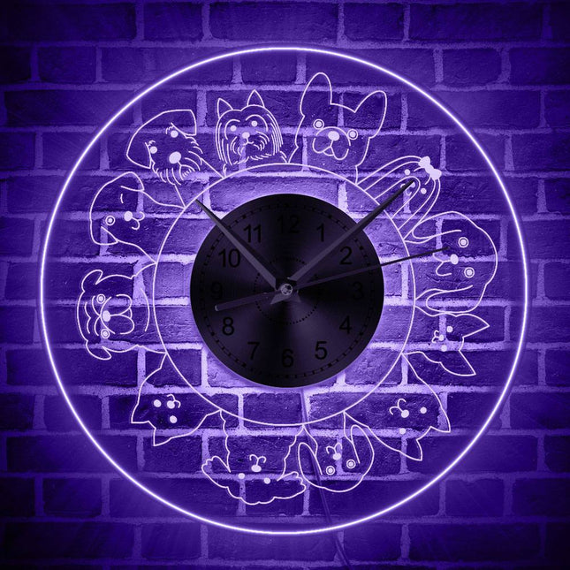 Reloj de pared luminoso razas de perros