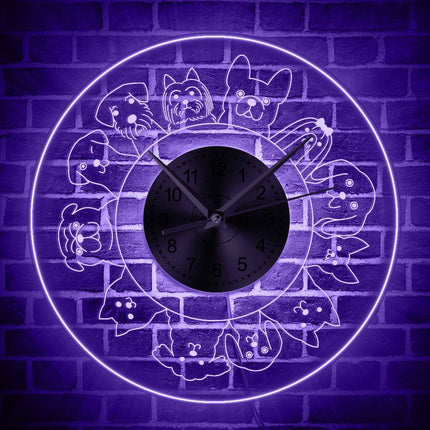 Reloj de pared luminoso razas de perros